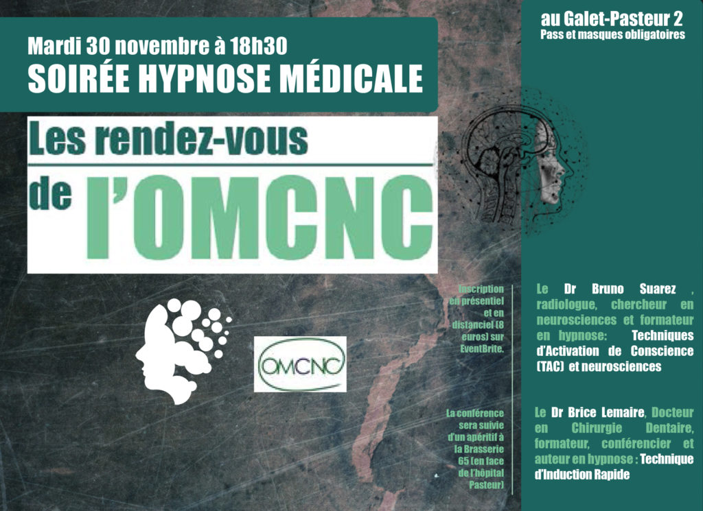 Conférence en distanciel ou en présentiel organisée par L' OMCNC (Observatoire des Médecines Complémentaires et Non conventionnelles). "Les Techniques d'induction rapide"