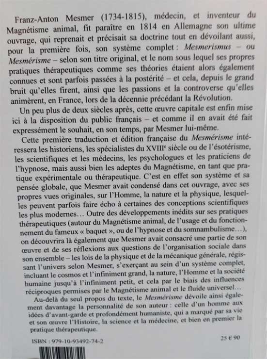 Parution en français d’un ouvrage majeur et pourtant longtemps resté confidentiel : Mesmerismus (1814) de Franz-Anton Mesmer, publié à la fin de sa vie.